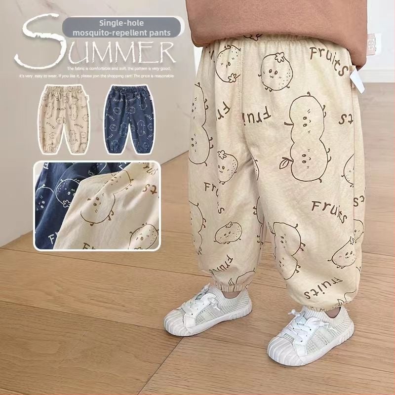 Bērnu bikses, karikatūras raksts, vidējā josta, gumijas josta (74% viskoze)