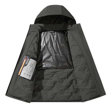 Мъжко памучно подплатено яке с качулка (Сваляща се яка; Удебелено; Цип за закопчаване; Множество джобове)