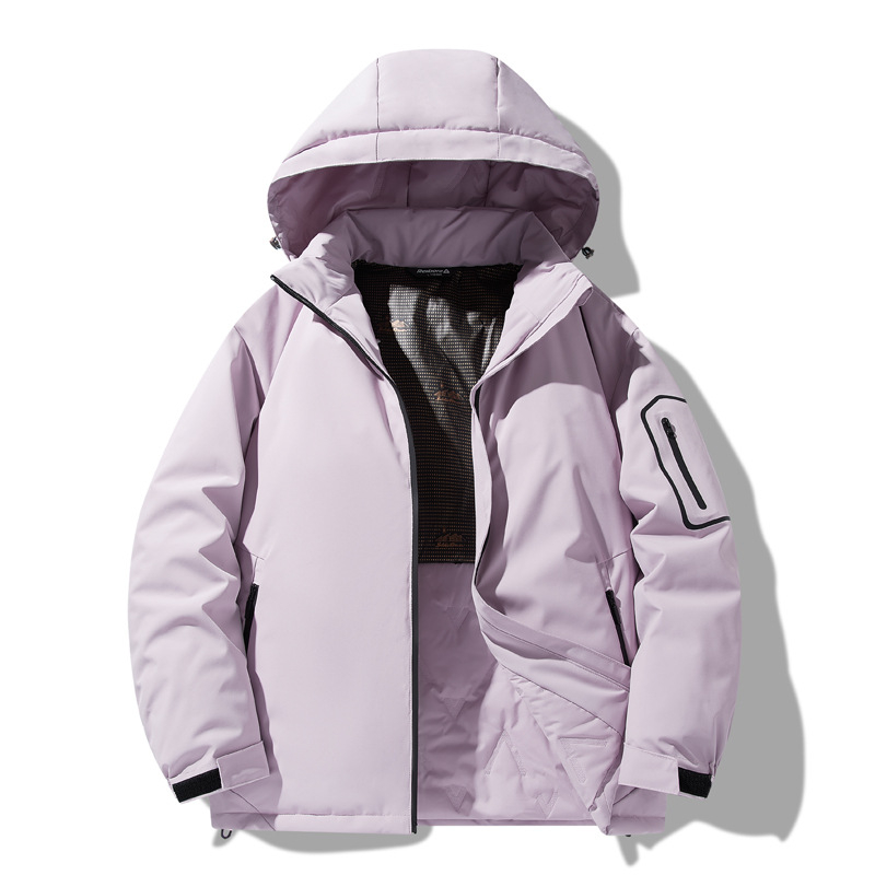 Мъжко памучно подплатено яке с качулка (Сваляща се яка; Удебелено; Цип за закопчаване; Множество джобове)