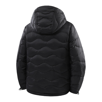 Férfi téli kapucnis pehelydzseki, rövid fazon, fehér kacsa toll 46–50% tartalom, 50–160 g töltet, külső anyag nylon