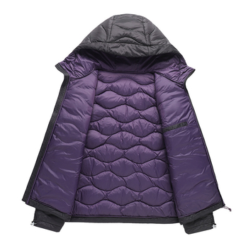 Férfi téli kapucnis pehelydzseki, rövid fazon, fehér kacsa toll 46–50% tartalom, 50–160 g töltet, külső anyag nylon