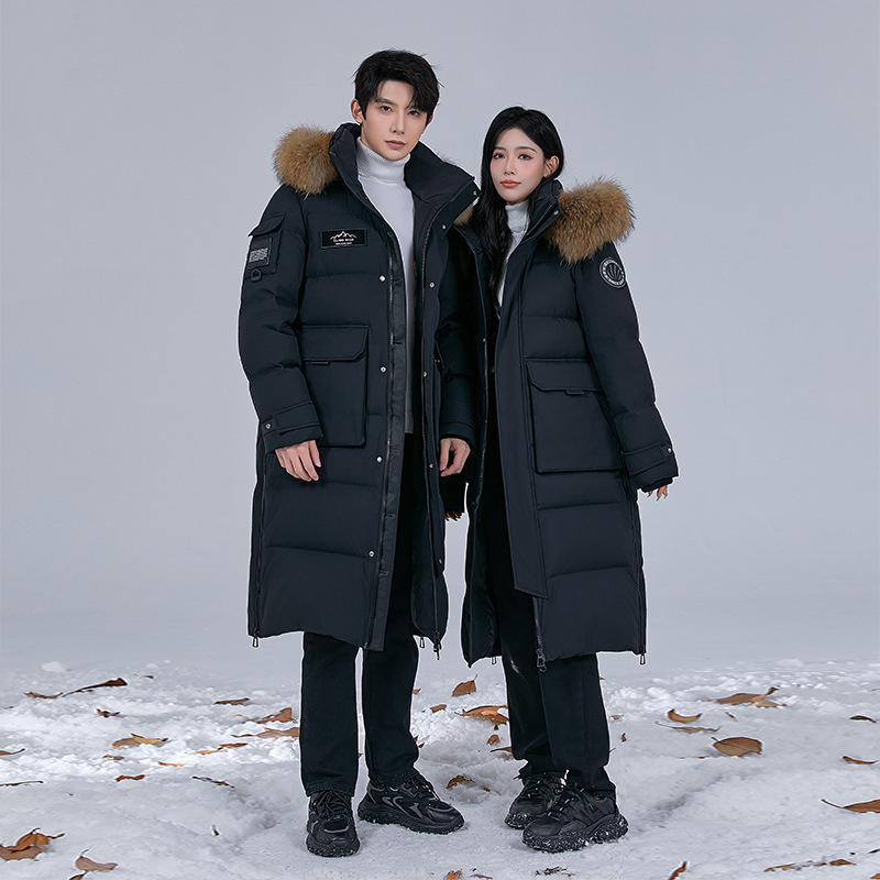 Uniszex rendkívüli hideg libatoll kabát, térd alá érő hosszúság, töltet >450 g, tolltartalom 86–90%, védelem -50…-20°C, cipzár