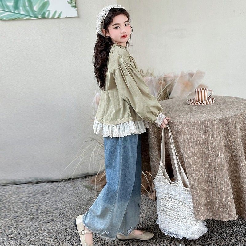 Meiteņu korduroja divu daļu komplekts: garām piedurknēm tops un bikses, rudens sezona, mīksts audums