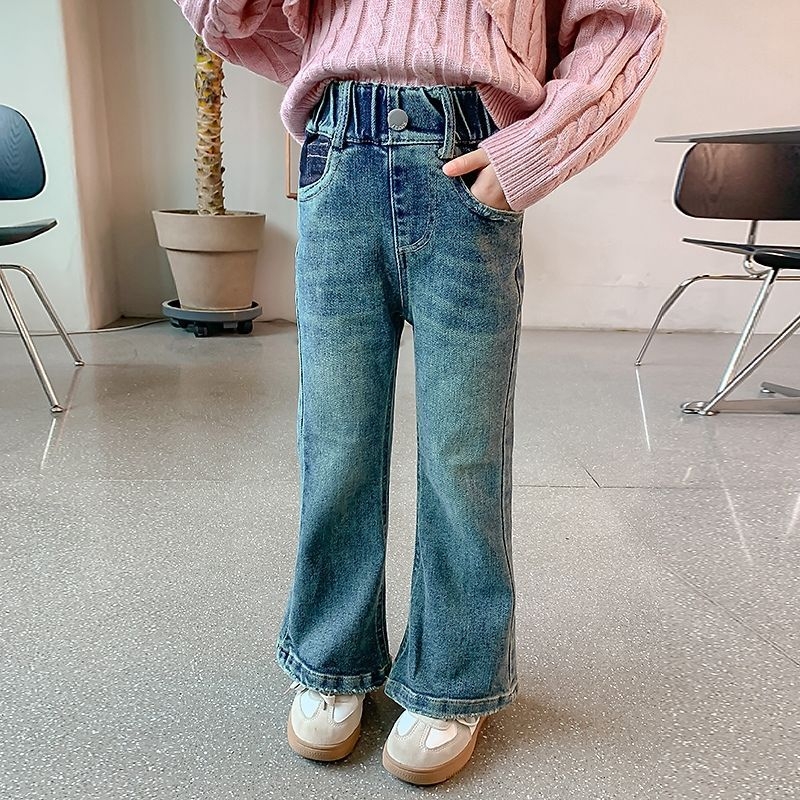 Meiteņu trīsdaļīgs komplekts rudens stilā, svītrainais raksts, princeses stils, garas piedurknes, viena pogas aizdare, džinsu bikses