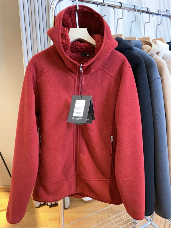 Muška fleece jakna s kapuljom | zatvarač, materijal od poliestera, širok kroj