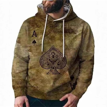 Muški hoodie s 3D printom, kapuljača, džep s trodimenzionalnim zakrpom, udoban široki kroj, poliester