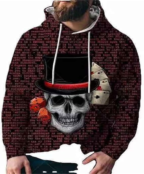Muški hoodie s 3D printom, kapuljača, džep s trodimenzionalnim zakrpom, udoban široki kroj, poliester