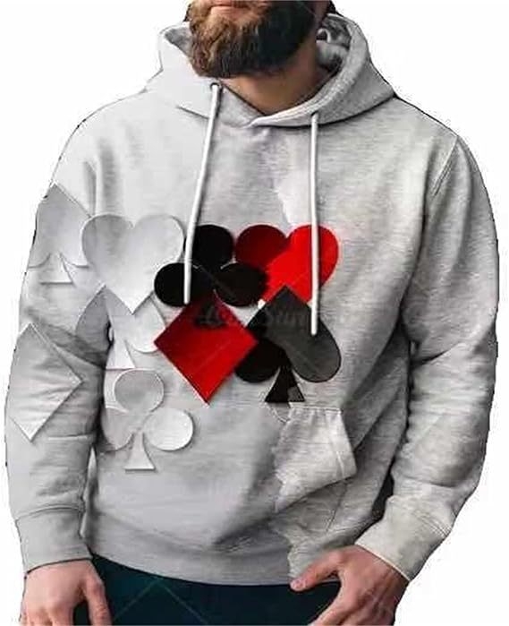 Muški hoodie s 3D printom, kapuljača, džep s trodimenzionalnim zakrpom, udoban široki kroj, poliester