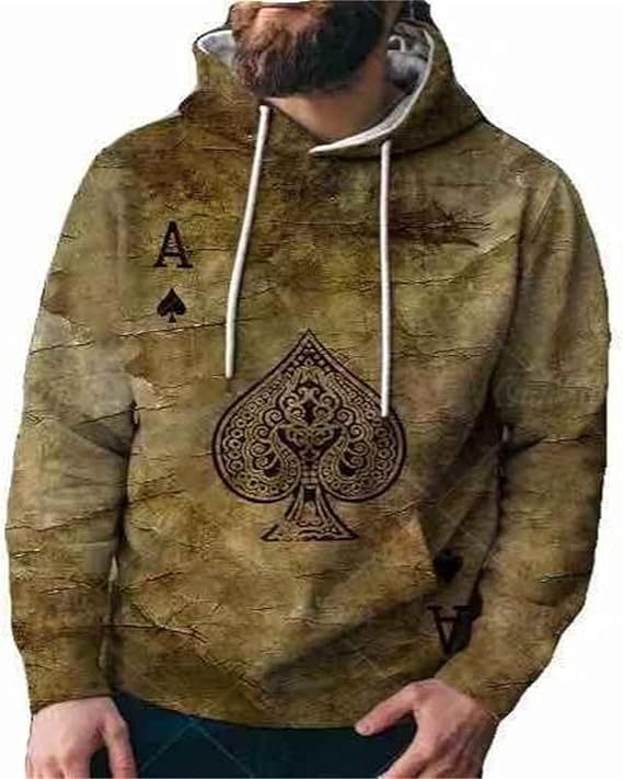 Muški hoodie s 3D printom, kapuljača, džep s trodimenzionalnim zakrpom, udoban široki kroj, poliester
