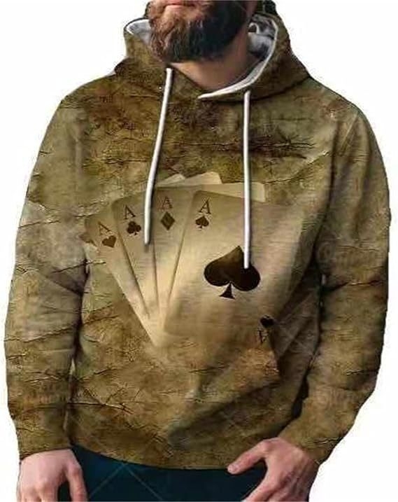Muški hoodie s 3D printom, kapuljača, džep s trodimenzionalnim zakrpom, udoban široki kroj, poliester