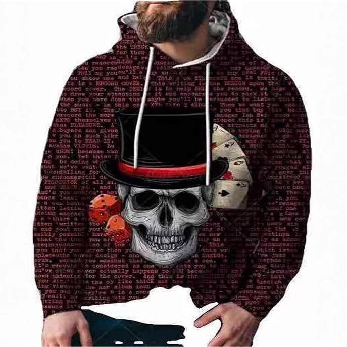 Muški hoodie s 3D printom, kapuljača, džep s trodimenzionalnim zakrpom, udoban široki kroj, poliester