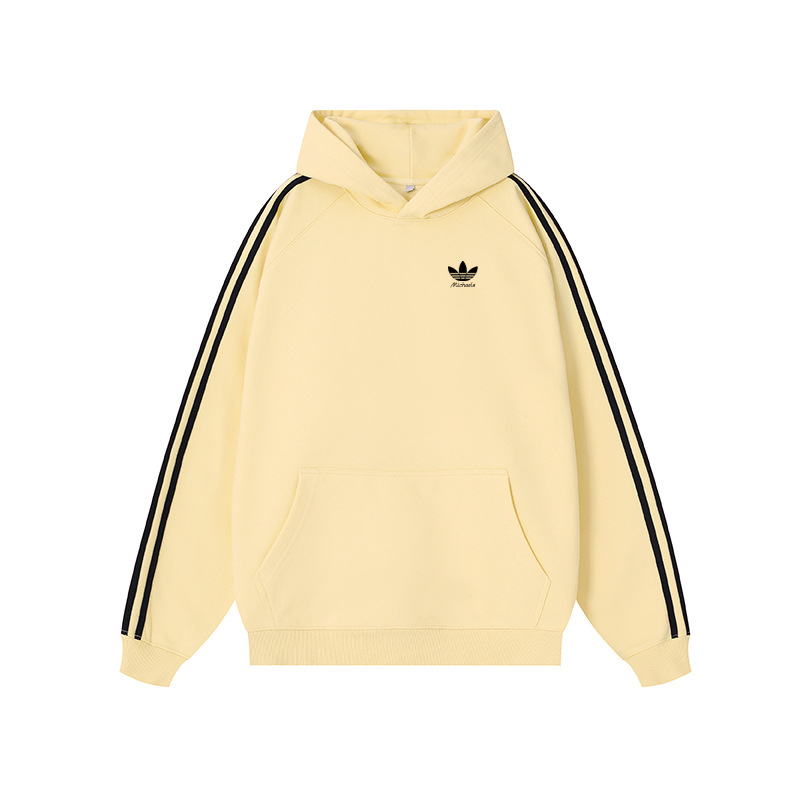 Unisex Φούτερ με Κουκούλα 420g, Φθινόπωρο 2025, Ριγέ με Κολλάζ, Χαλαρή Γραμμή, Βαμβάκι Combed