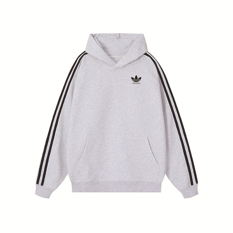 Unisex Φούτερ με Κουκούλα 420g, Φθινόπωρο 2025, Ριγέ με Κολλάζ, Χαλαρή Γραμμή, Βαμβάκι Combed