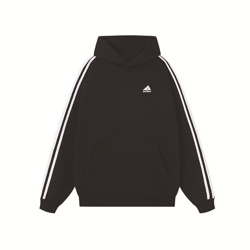 Unisex Φούτερ με Κουκούλα 420g, Φθινόπωρο 2025, Ριγέ με Κολλάζ, Χαλαρή Γραμμή, Βαμβάκι Combed