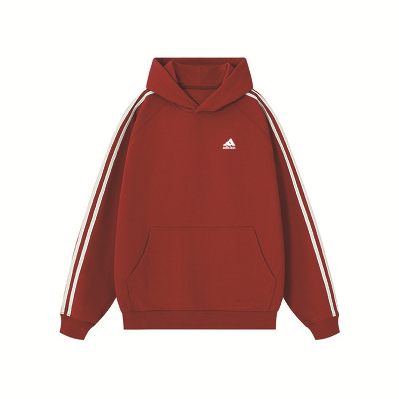 Unisex Φούτερ με Κουκούλα 420g, Φθινόπωρο 2025, Ριγέ με Κολλάζ, Χαλαρή Γραμμή, Βαμβάκι Combed