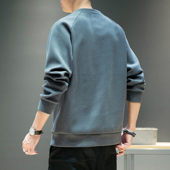 Muški fleksi džemper-sweatshirt, dugi rukav, okrugli izrez, slobodan kroj, poliester, korejski stil