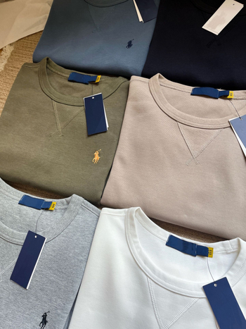 Meeste 100% puuvillane pullover ponni tikandiga, ümmarguse kaelusega, pikkade varrukatega