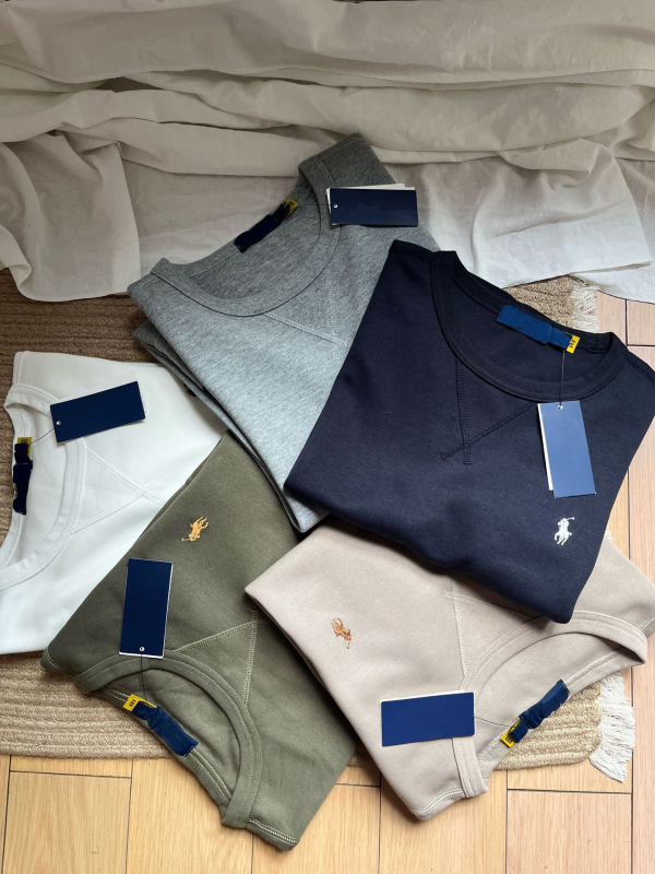 Meeste 100% puuvillane pullover ponni tikandiga, ümmarguse kaelusega, pikkade varrukatega