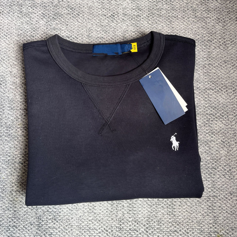 Meeste 100% puuvillane pullover ponni tikandiga, ümmarguse kaelusega, pikkade varrukatega