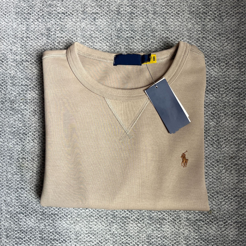 Meeste 100% puuvillane pullover ponni tikandiga, ümmarguse kaelusega, pikkade varrukatega