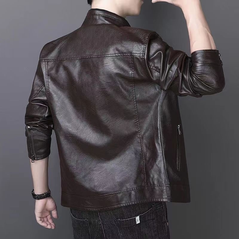Muška PU kožna jakna s kapuljom, slim fit, zatvarač, svakodnevno nošenje
