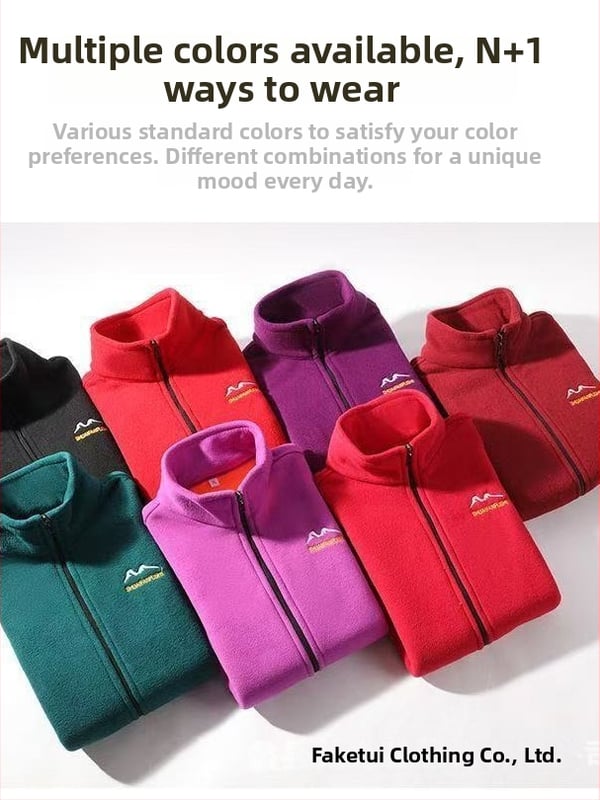 Sievietēm paredzēts polārflīsa kardigans priekš vidējā vecuma un vecākiem — rudens ziemas, biezs, vienkrāsains, izšūts, parastā garuma