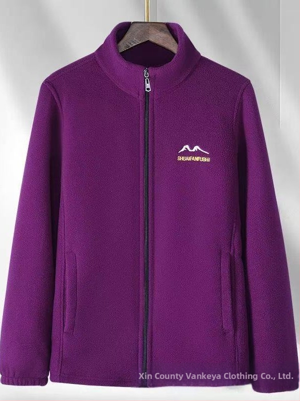 Sievietēm paredzēts polārflīsa kardigans priekš vidējā vecuma un vecākiem — rudens ziemas, biezs, vienkrāsains, izšūts, parastā garuma