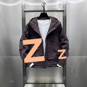 Ανδρικό μπουφάν με κουκούλα, επένδυση από βαμβάκι, φαρδιά γραμμή, με φερμουάρ