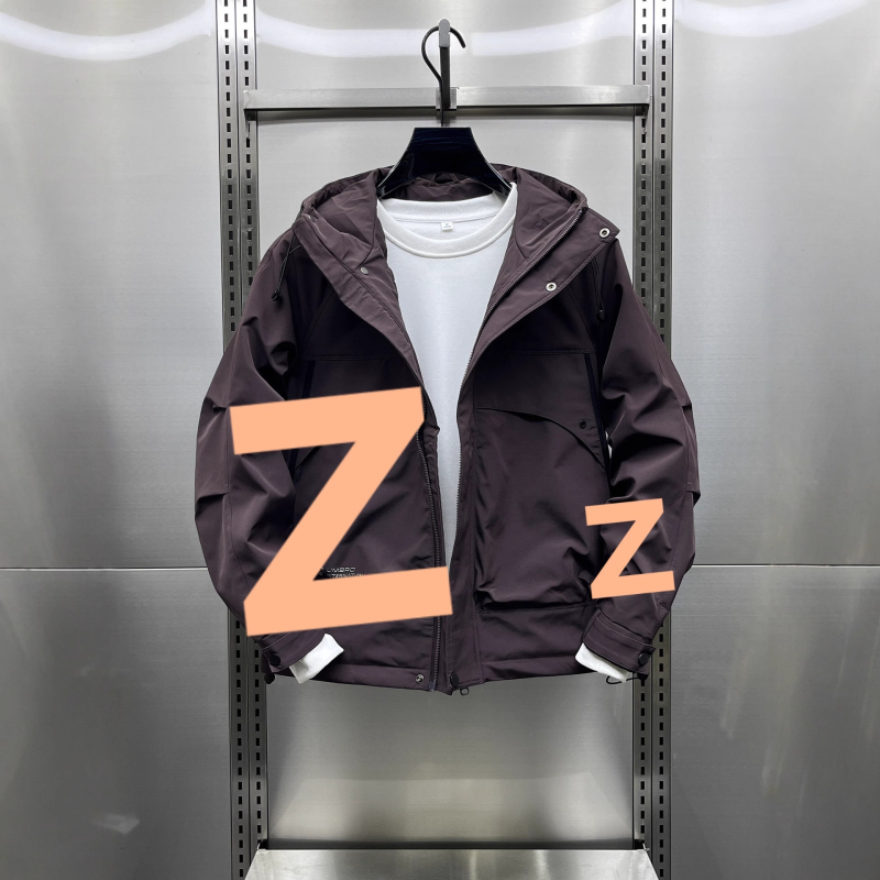 Ανδρικό μπουφάν με κουκούλα, επένδυση από βαμβάκι, φαρδιά γραμμή, με φερμουάρ