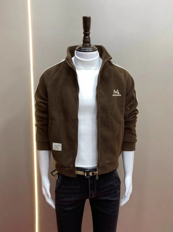 Meeste Corduroy jakk, stand-up krae, slim fit, paksenenud materjal, küljetaskud