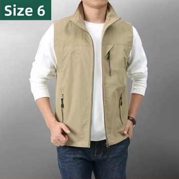 Meeste tuulekindel välivest, mitmekülgsete taskutega, kerge polüesteri kangas, külgmist taskud, sirge äär, sportlik stiil