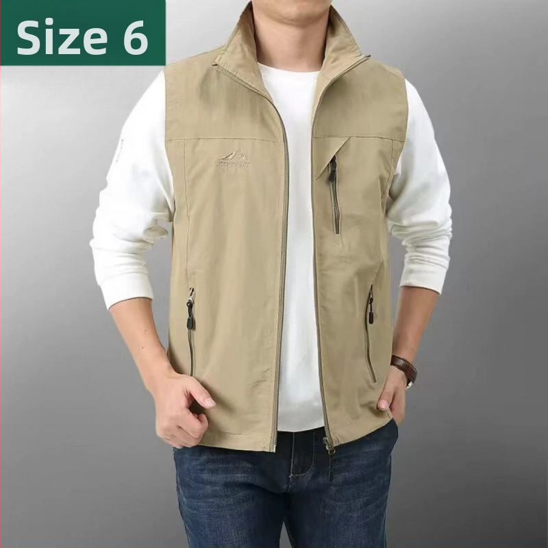 Meeste tuulekindel välivest, mitmekülgsete taskutega, kerge polüesteri kangas, külgmist taskud, sirge äär, sportlik stiil