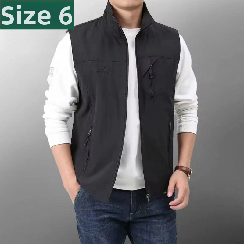 Meeste tuulekindel välivest, mitmekülgsete taskutega, kerge polüesteri kangas, külgmist taskud, sirge äär, sportlik stiil