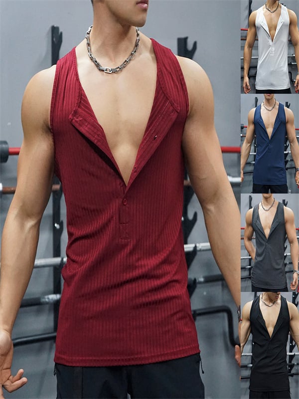 Meeste varrukateta sportlik vest Slim-Fit, ees nupudega, laiad õlad, õhuke kudum, polüester 90% / puuvillasegu, suvi