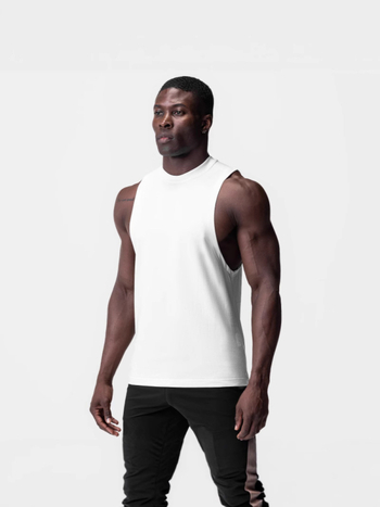 Meeste sportlik vest-T-särk – vaba lõige, 75% puuvill / 25% polüester, ümmargune hem, sportlik stiil, õhuke kangas