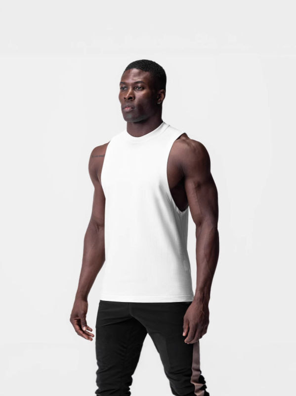 Meeste sportlik vest-T-särk – vaba lõige, 75% puuvill / 25% polüester, ümmargune hem, sportlik stiil, õhuke kangas