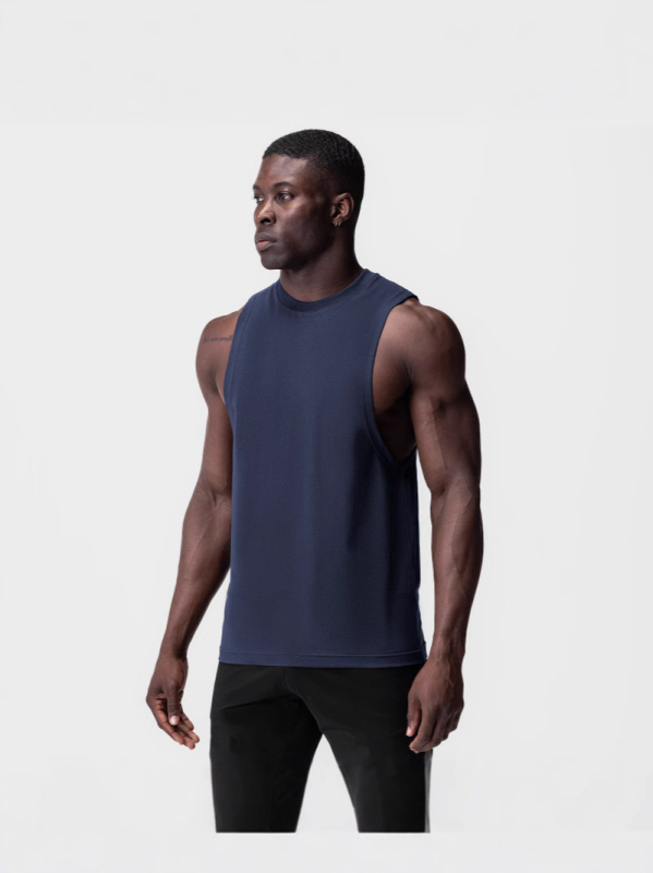 Meeste sportlik vest-T-särk – vaba lõige, 75% puuvill / 25% polüester, ümmargune hem, sportlik stiil, õhuke kangas