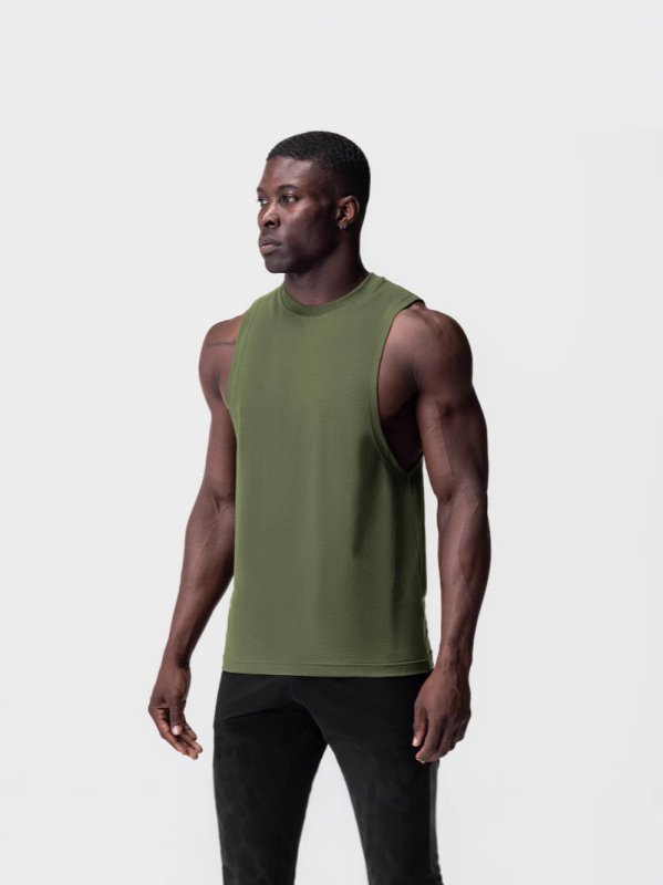 Meeste sportlik vest-T-särk – vaba lõige, 75% puuvill / 25% polüester, ümmargune hem, sportlik stiil, õhuke kangas