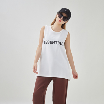 Meeste lühikeste varrukateta sportlik T-särk-vest, laia lõige, 100% puuvill, kiri-trükk, tänavastiil (laia lõige; 100% puuvill; kiri-trükk; tänavastiil)