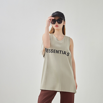 Meeste lühikeste varrukateta sportlik T-särk-vest, laia lõige, 100% puuvill, kiri-trükk, tänavastiil (laia lõige; 100% puuvill; kiri-trükk; tänavastiil)