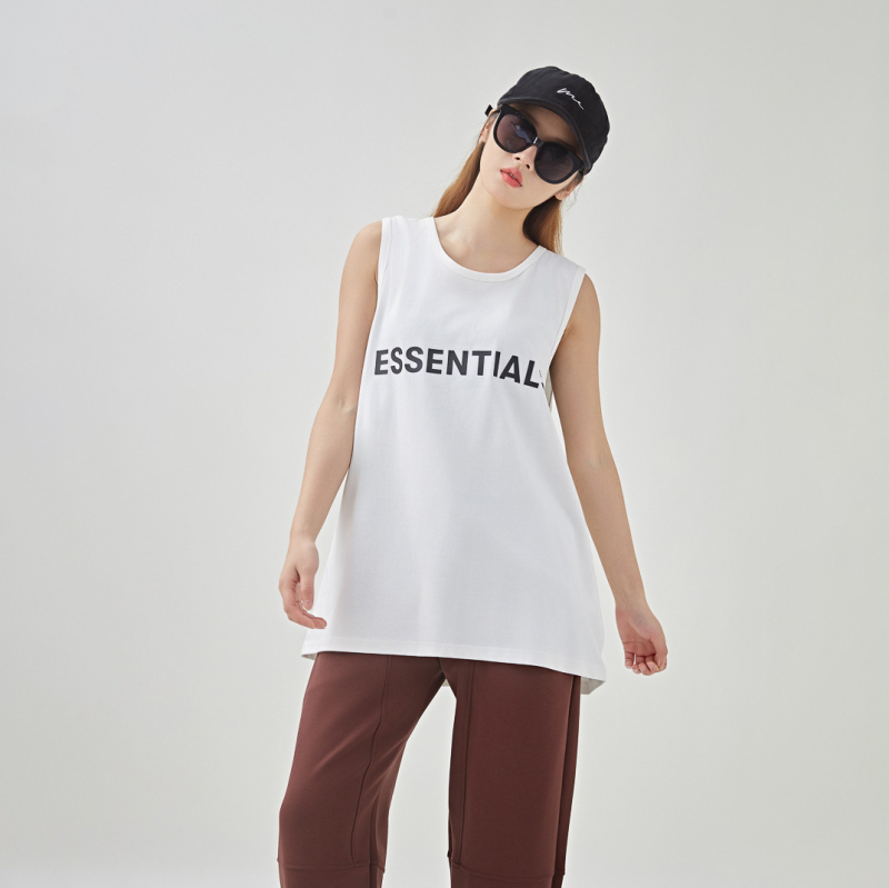 Meeste lühikeste varrukateta sportlik T-särk-vest, laia lõige, 100% puuvill, kiri-trükk, tänavastiil (laia lõige; 100% puuvill; kiri-trükk; tänavastiil)