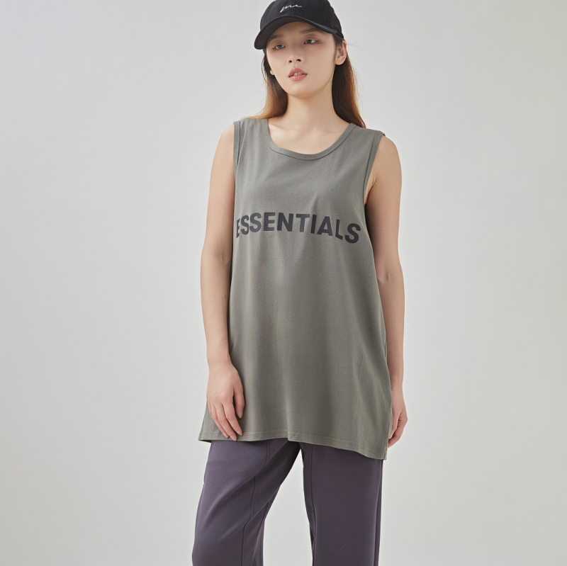 Meeste lühikeste varrukateta sportlik T-särk-vest, laia lõige, 100% puuvill, kiri-trükk, tänavastiil (laia lõige; 100% puuvill; kiri-trükk; tänavastiil)