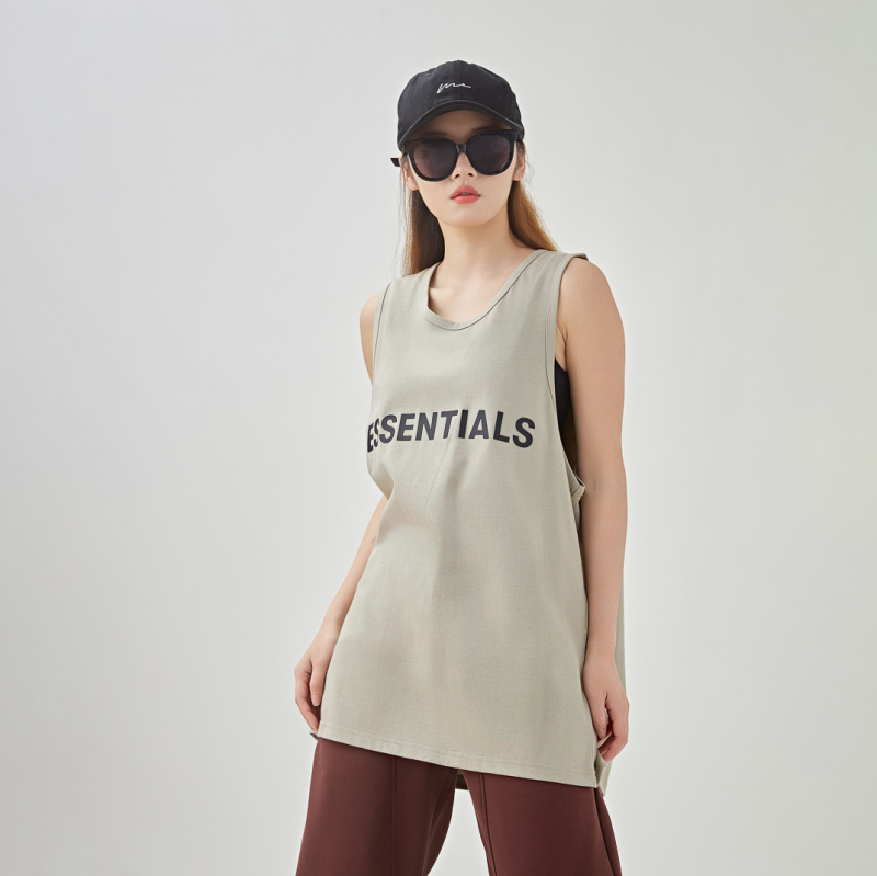 Meeste lühikeste varrukateta sportlik T-särk-vest, laia lõige, 100% puuvill, kiri-trükk, tänavastiil (laia lõige; 100% puuvill; kiri-trükk; tänavastiil)