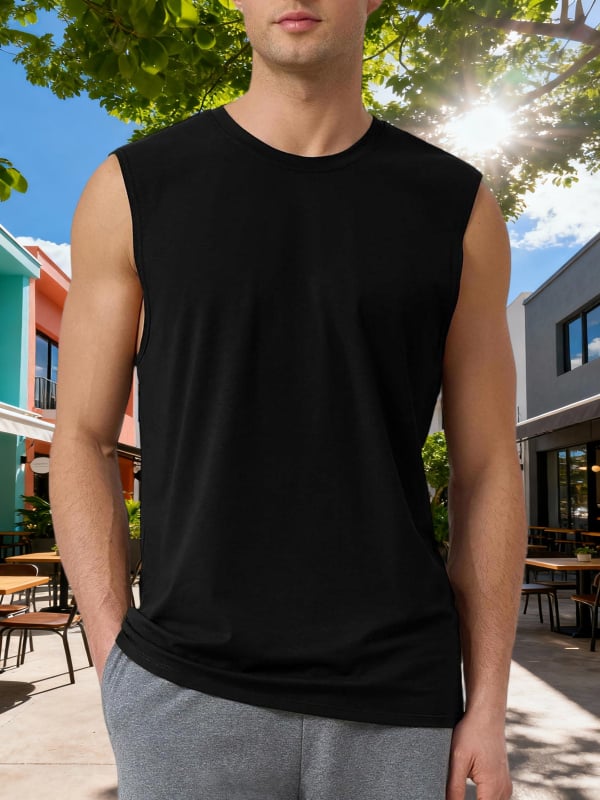 Spordivest ilma mangasid – vaba lõikega, ühevärviline, 95% polüester, hingav ja kiiresti kuivav