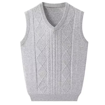 Kootud vest, laia lõikega, V-kaelus, paks kudum, ühtlase värviga, polüesterkangas