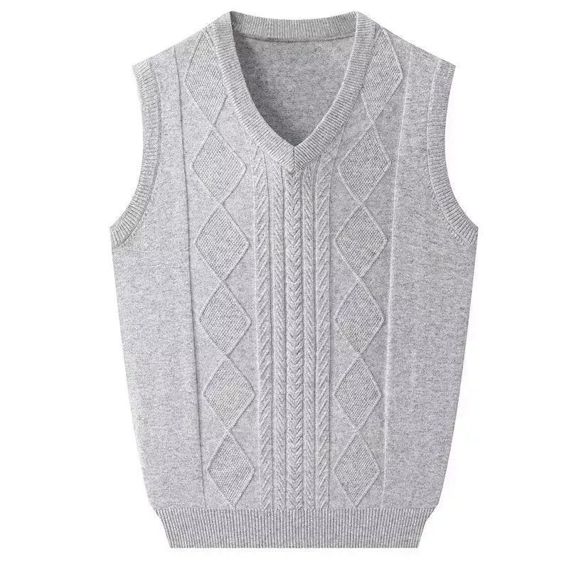 Kootud vest, laia lõikega, V-kaelus, paks kudum, ühtlase värviga, polüesterkangas