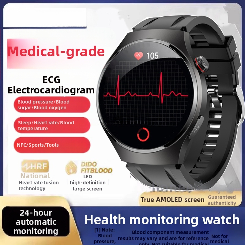 Медицински смарт часовник с Bluetooth разговори, ECG, измерване на кръвно налягане, пулс и мониторинг на здравето (липиди в кръвта и урикова киселина)