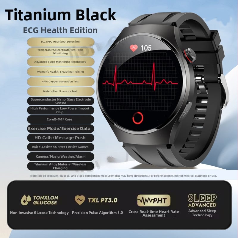 Медицински смарт часовник с Bluetooth разговори, ECG, измерване на кръвно налягане, пулс и мониторинг на здравето (липиди в кръвта и урикова киселина)