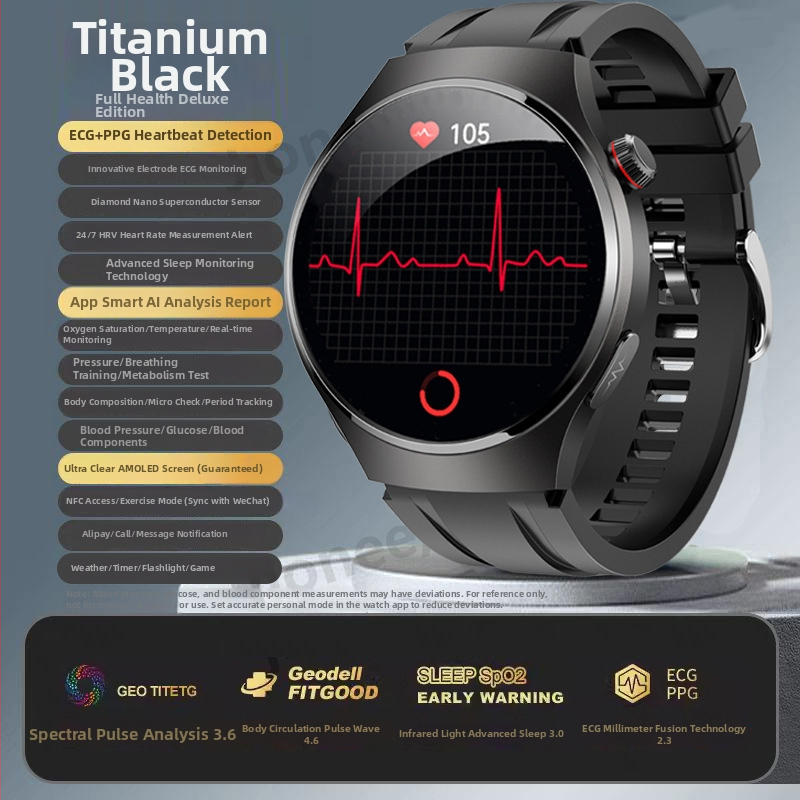 Медицински смарт часовник с Bluetooth разговори, ECG, измерване на кръвно налягане, пулс и мониторинг на здравето (липиди в кръвта и урикова киселина)