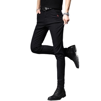 Muške crne traperice s fleece podstavom za zimu, elastične, visoke kvalitete, poslovno-casual slim-fit